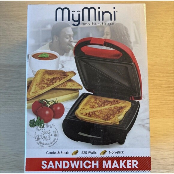 Nostalgia MyMini Sandwich Maker Brand NIB Red in Color Dorm Small Space Living - Picture 1 of 3